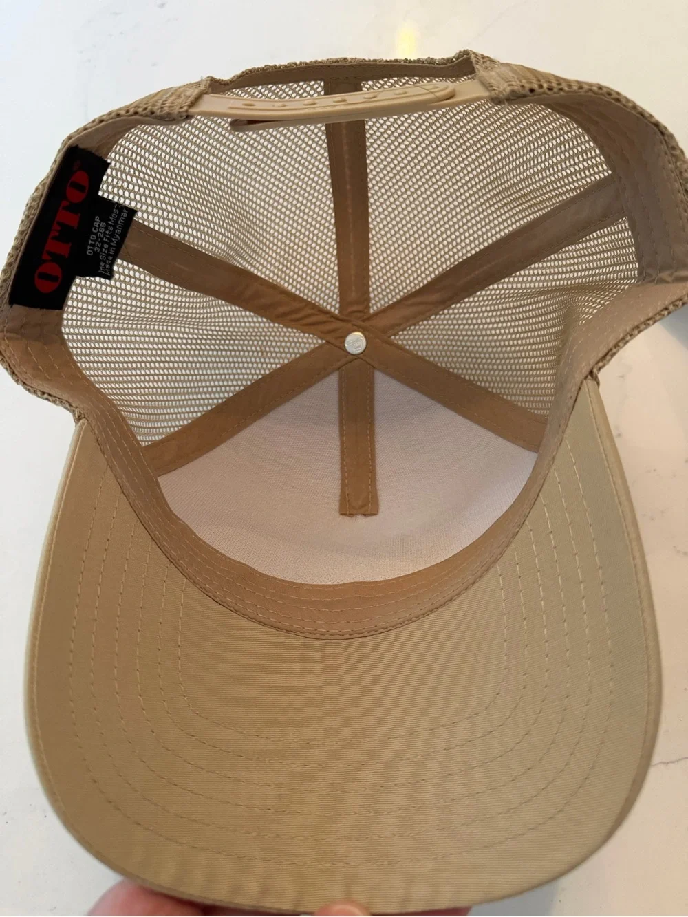 OTTO Beige Trucker Hat with Retro Heart Stripe